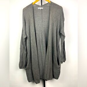 Oak + Fort Gray Open Knit Oversized Open Front Slouchy Cardigan with Pockets‎